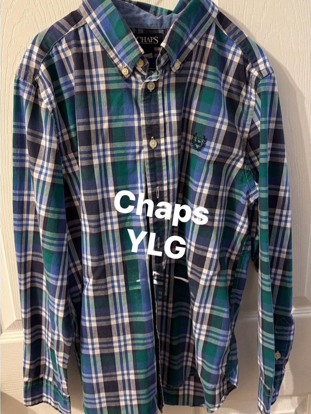 Chaps Green & Blue Plaid Button-Down Shirt